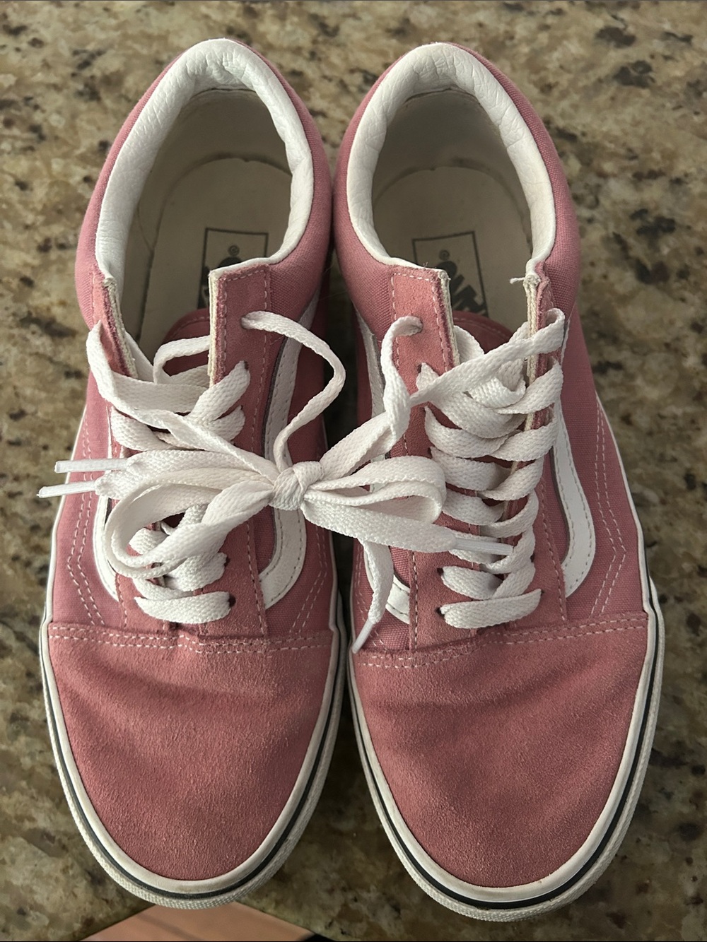 Vans Pink Suede Low-Top Sneakers with White Stripe